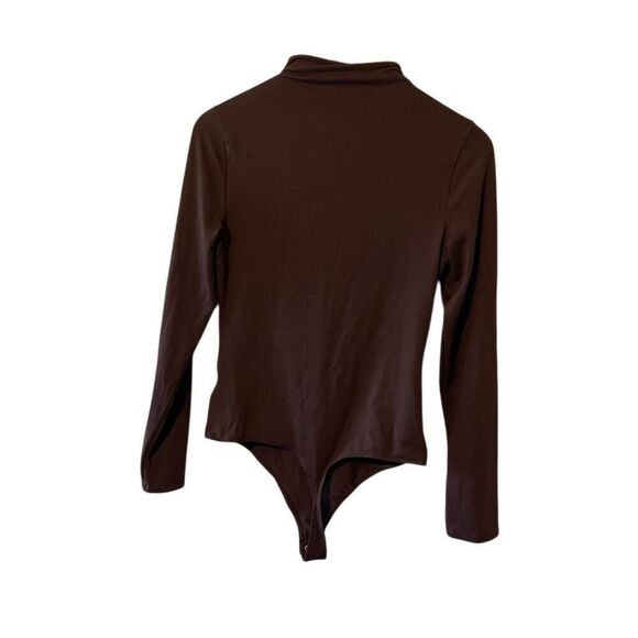 Express Body Contour Cozy Mock Neck Brown Cutout thong Bodysuit Size Medium NWT - Picture 4 of 6